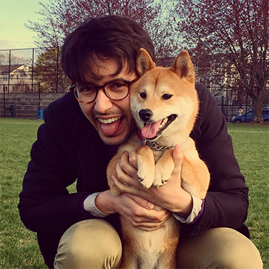 Sebastian Lourido and his dog, Kafka, a Shiba Inu