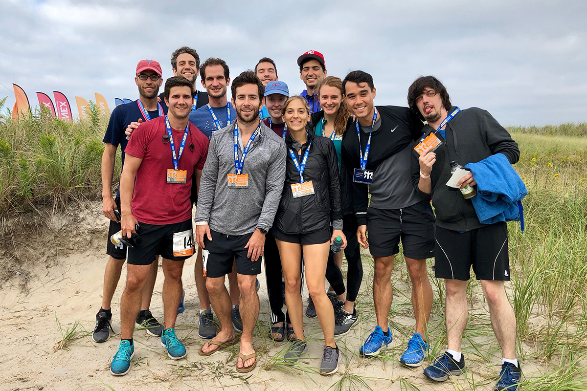 The 2018 Whitehead Institute team at the finish of the Ragnar Relay in New Hampshire. Photo: courtesy of Kristin Knouse.