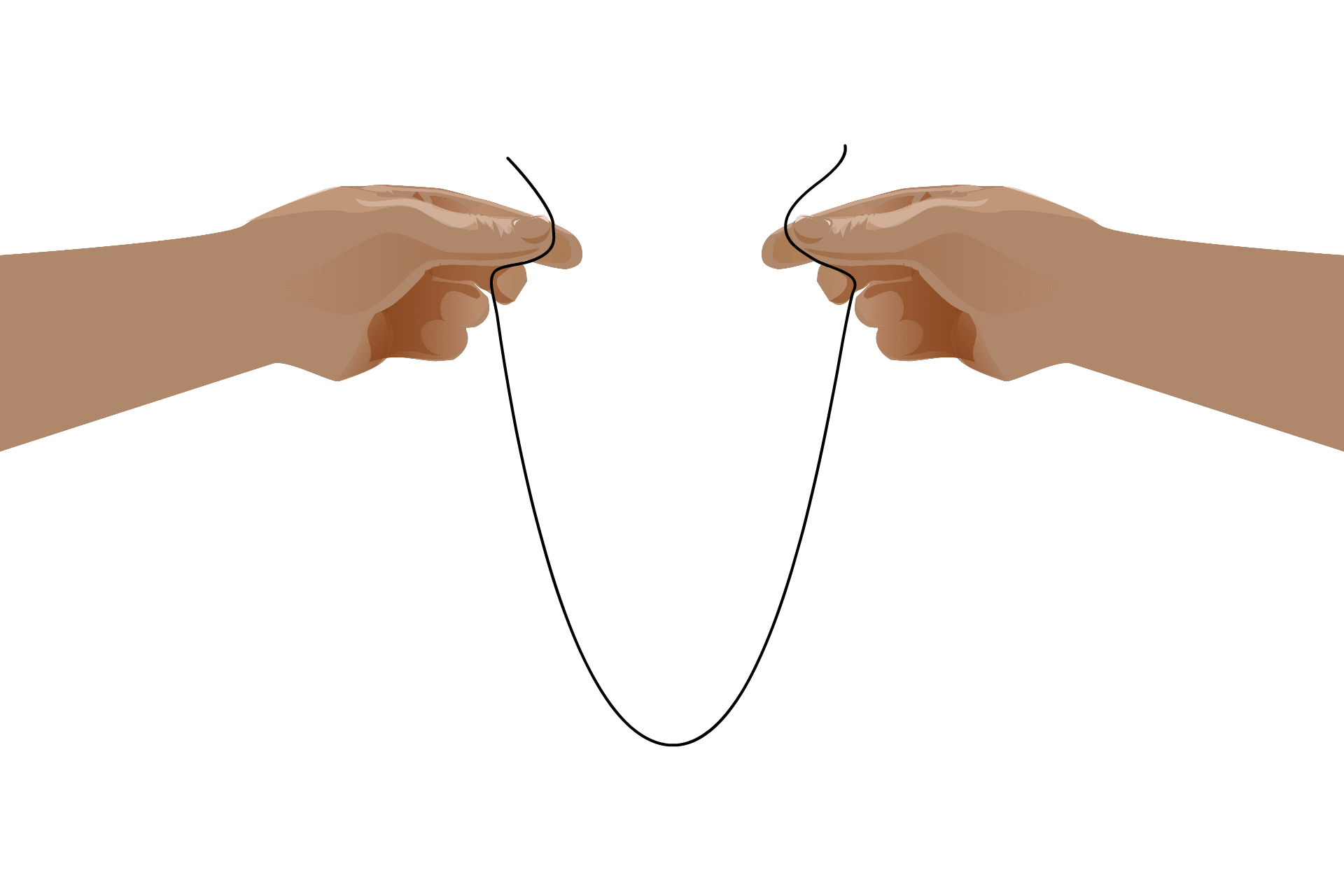 Gif of hands holding a string that curls back on itself