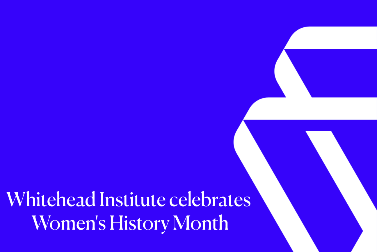 The Whitehead logo and text " Whitehead Institute celebrates Women's History Month"