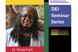 Slide advertising DEI seminar series talk with Dr. Menah Pratt